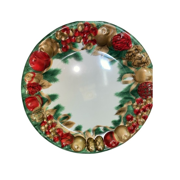 Vintage Set Of 9 Melamine 15”x15”Festive Holiday Large Round Serving 3D Platters - Picture 4 of 15